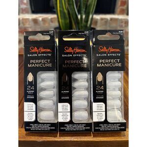 Sally Hansen Salon Effects Perfect Manicure‎ White Glitter Almond Nail Sets (3)
